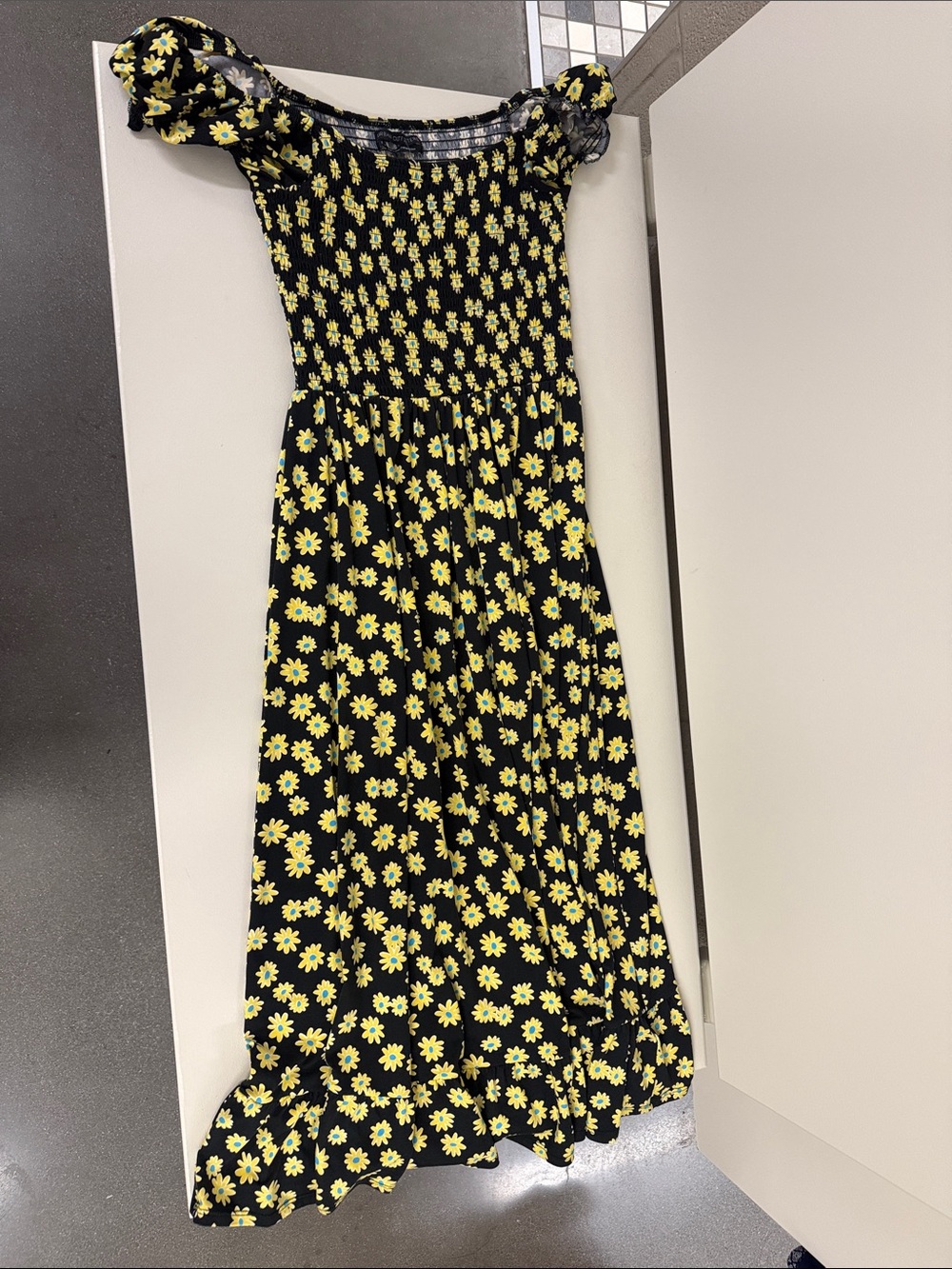 Urban Outfitters Black Dress with Yellow Daisy Print